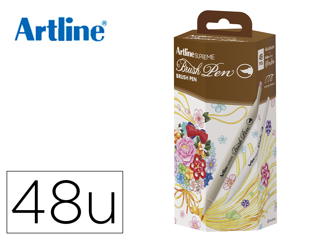 ROTULADOR ARTLINE SUPREME BRUSH PINTURA BASE AGUA PUNTA TIPO PINCEL FINO CAJA 48 UNIDADES COLORES SURTIDOS